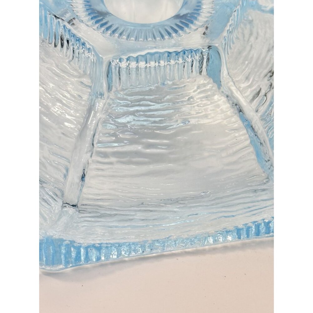Taper Candle Holder LE Smith Pagoda Light Ice Blue Textured Glass Candleholder - Picture 8 of 16